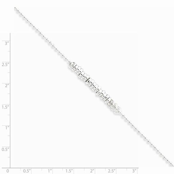 Sterling Silver Fancy Love Ring Anklet, 10 Inch - Picture 2 of 4